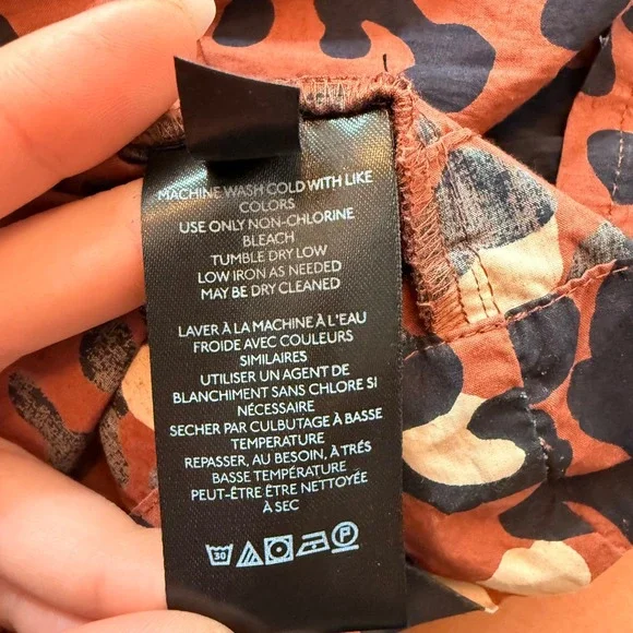 Anthropologie Maeve Somerset Leopard Maxi Dress Brown Smocked Waist Pockets Sml. - Picture 15 of 15